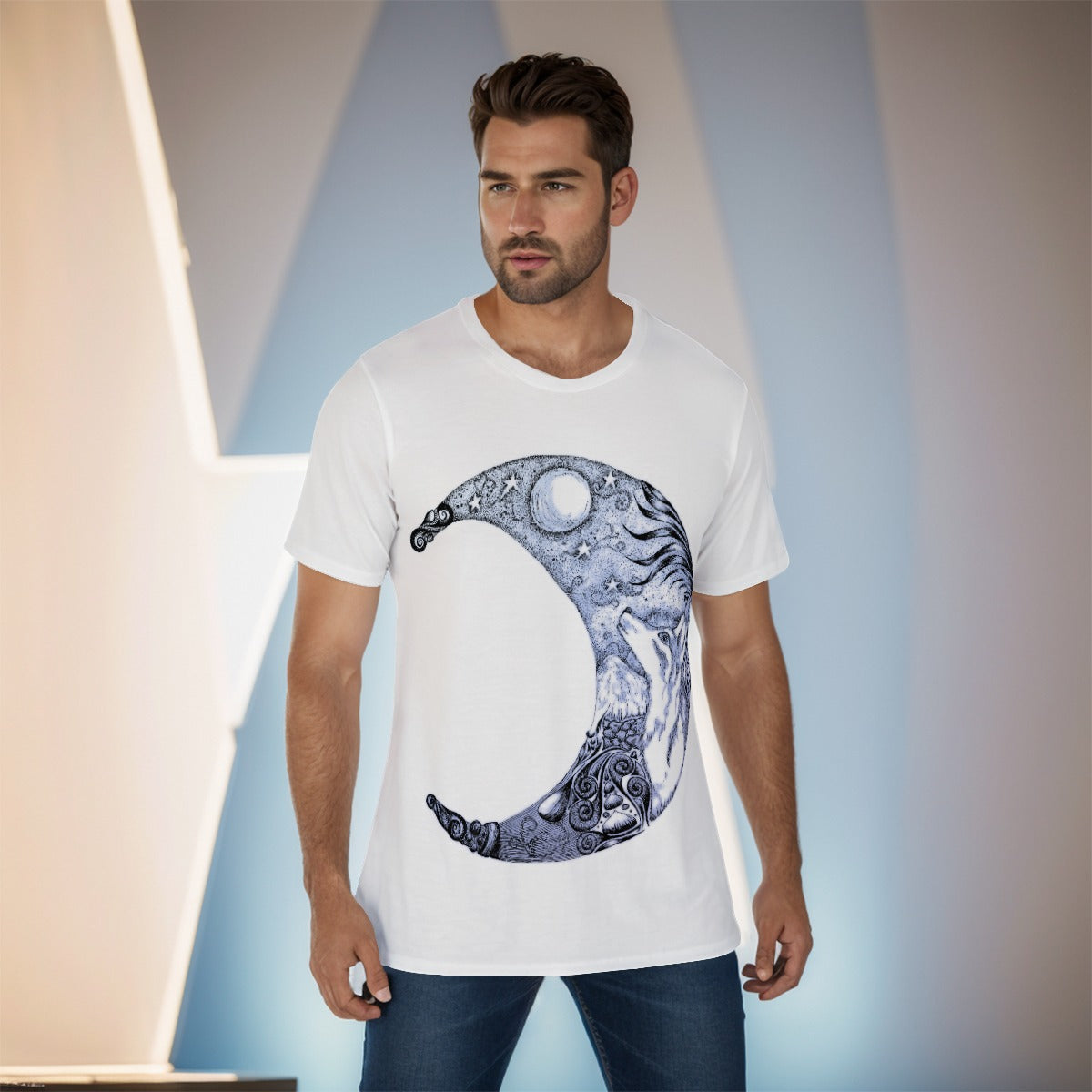 Wolf Moon "w" O-Neck T-Shirt