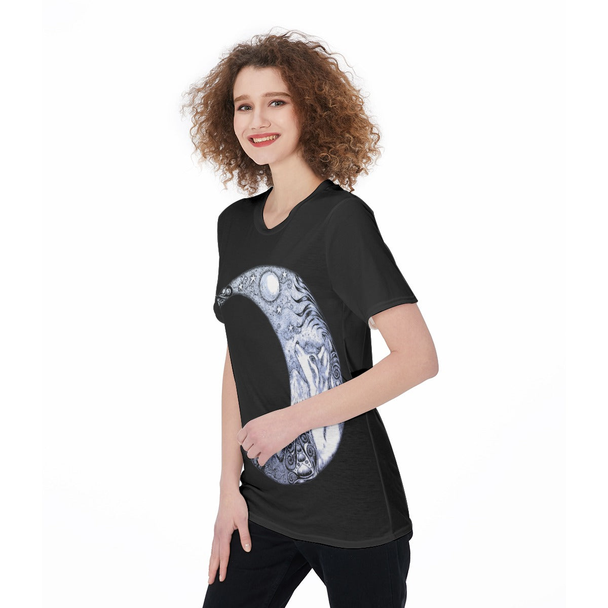Wolf Moon "b" O-Neck T-Shirt