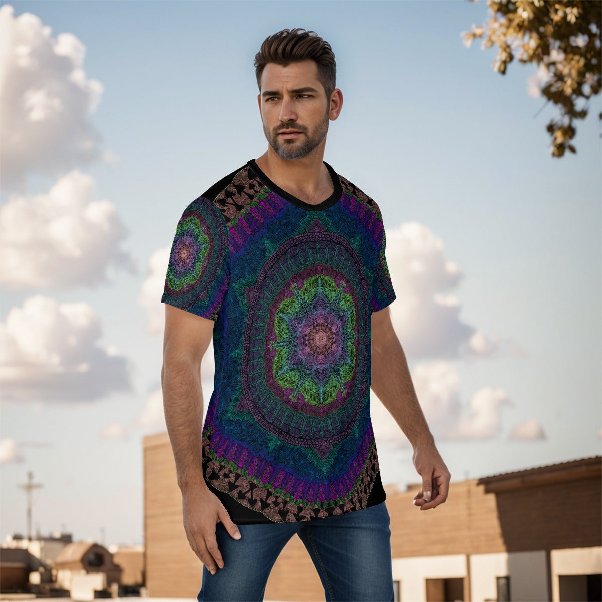 Mushroom Mandala O-Neck T-Shirt