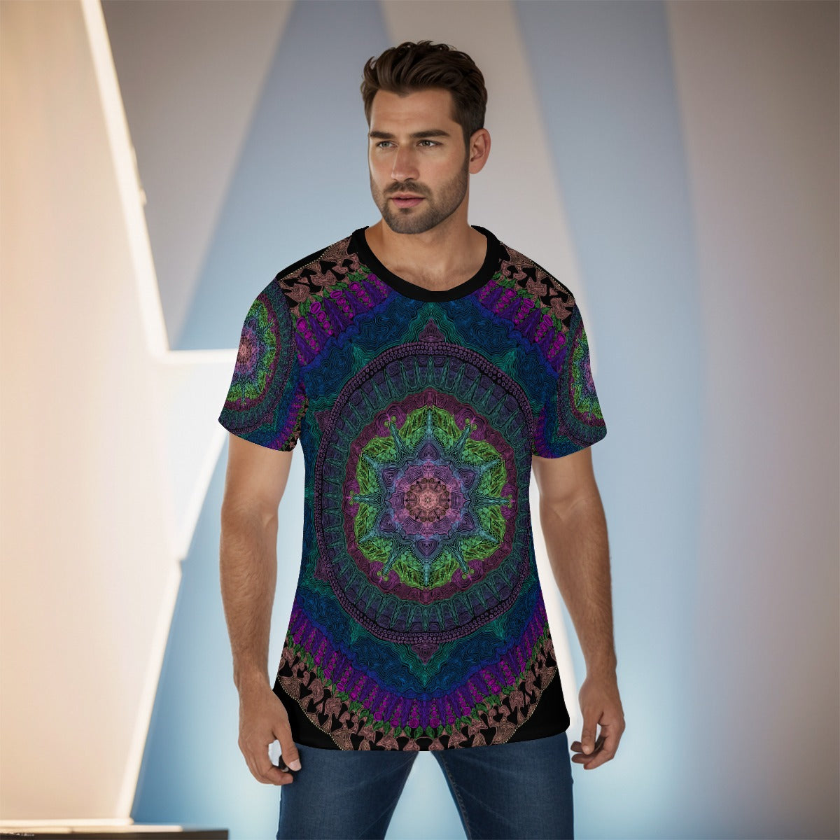 Mushroom Mandala O-Neck T-Shirt