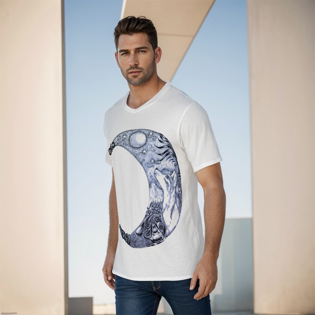 Wolf Moon "w" O-Neck T-Shirt
