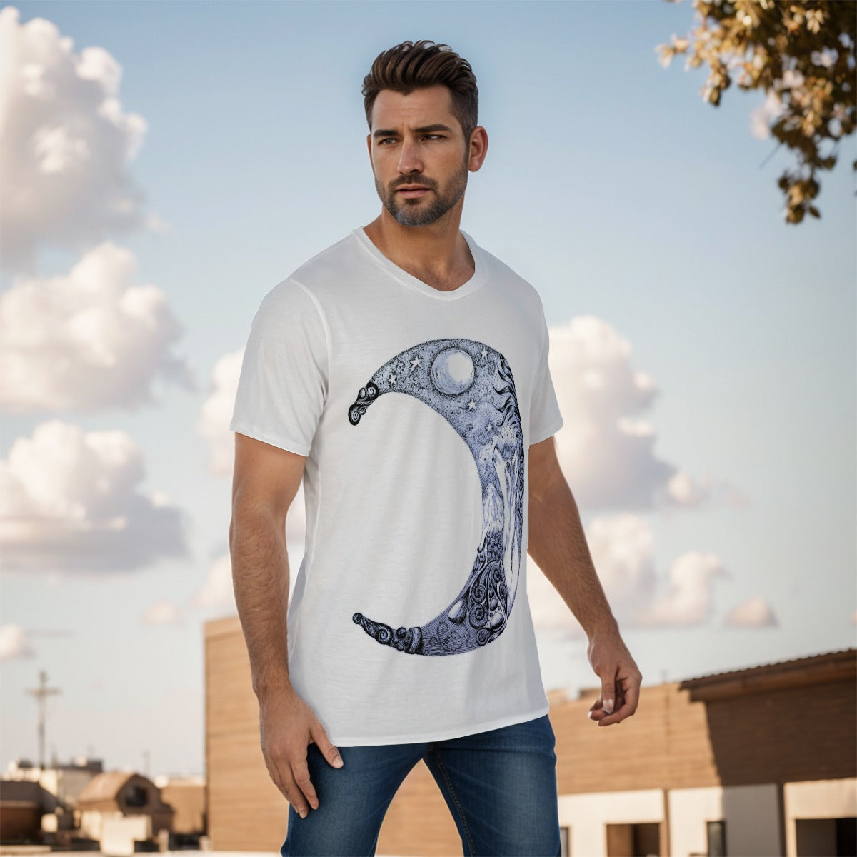 Wolf Moon "w" O-Neck T-Shirt
