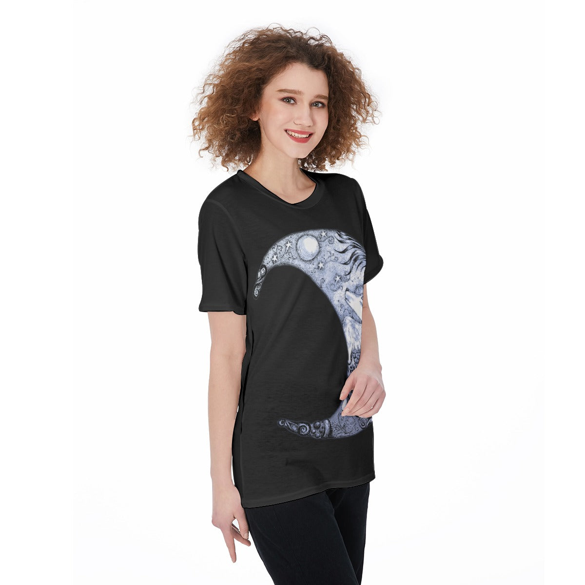 Wolf Moon "b" O-Neck T-Shirt