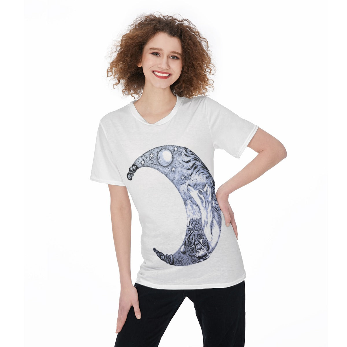 Wolf Moon "w" O-Neck T-Shirt