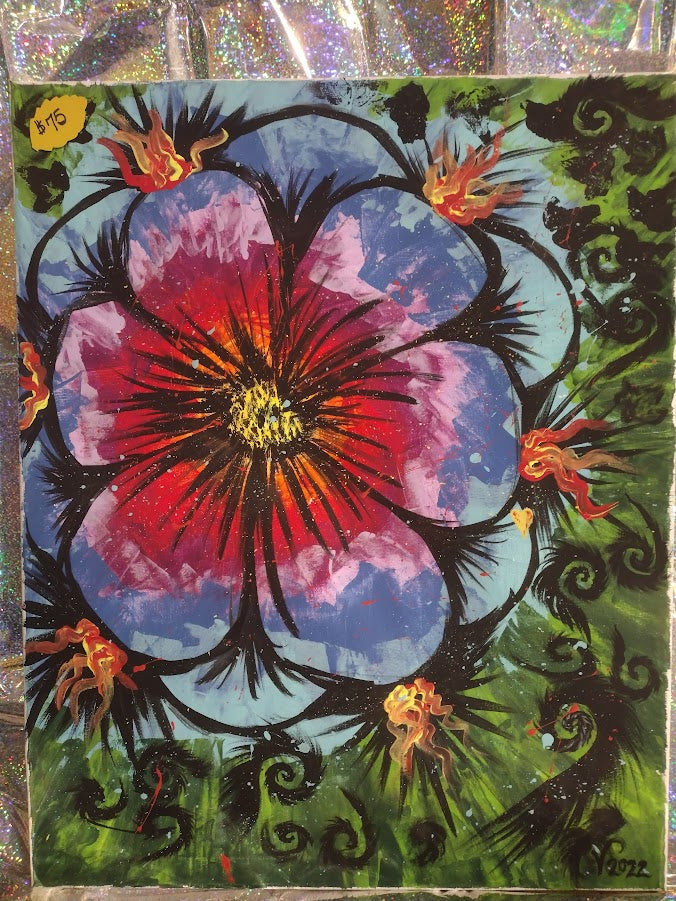 Original Fire Flower Painting